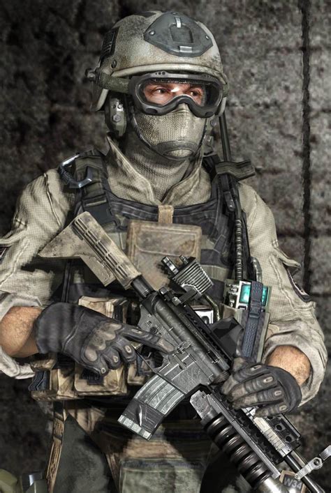 You play him from first person POV so I don't actually know what he looks like. . Roach cod mw2